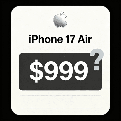 iPhone 17 Air price $999 starting price with value question mark graphic
