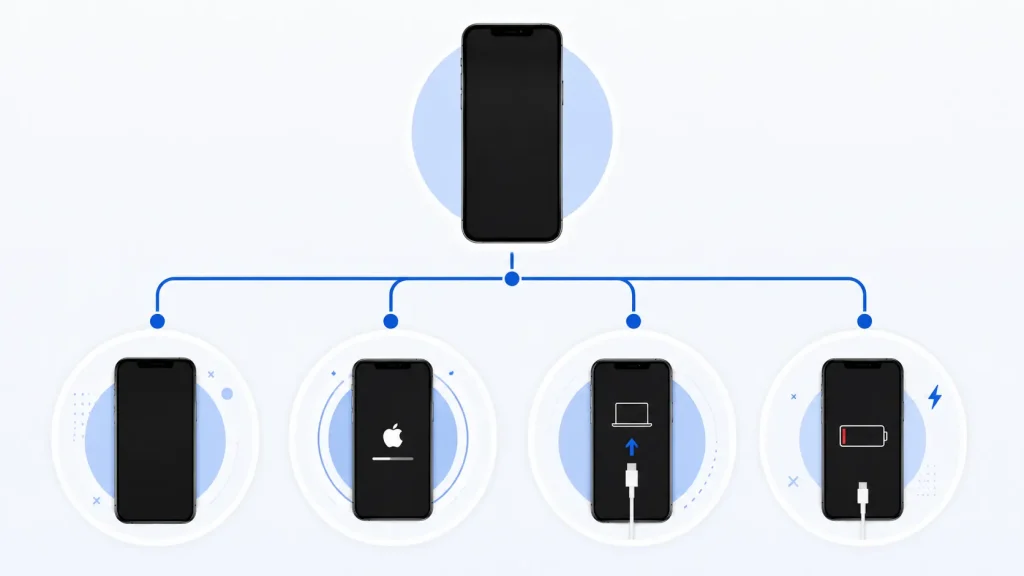 decision guide for diagnosing an iPhone that won't turn on
