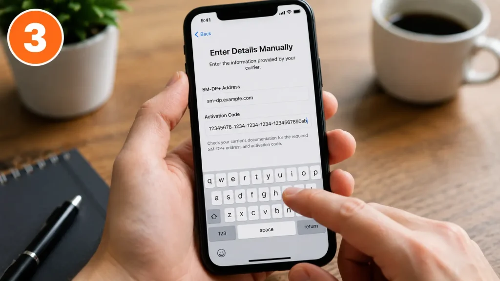 how to manually enter esim activation code on iphone 11 - method 3