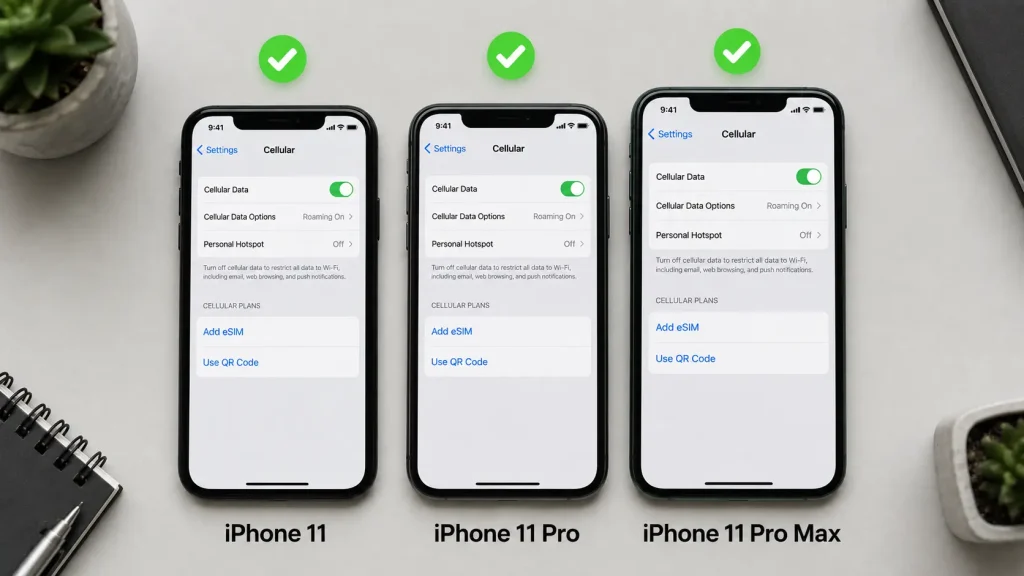 iphone 11 vs 11 pro vs 11 pro max esim comparison - all three models support esim