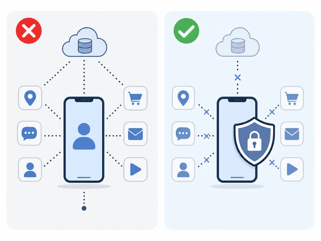 Diagram explaining App Tracking Transparency (ATT) on iPhone