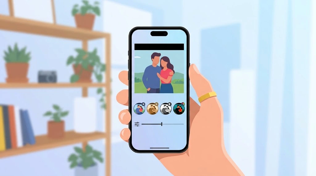 Selecting a video filter in the iPhone Photos app editor