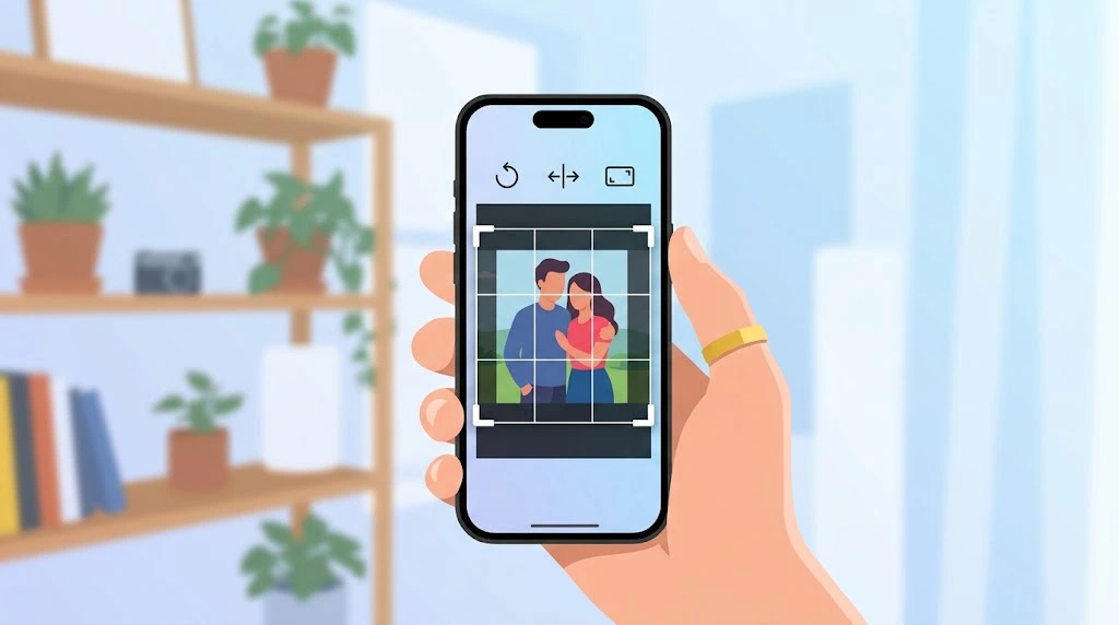 Cropping and rotating a video using the grid overlay in the iPhone Photos app