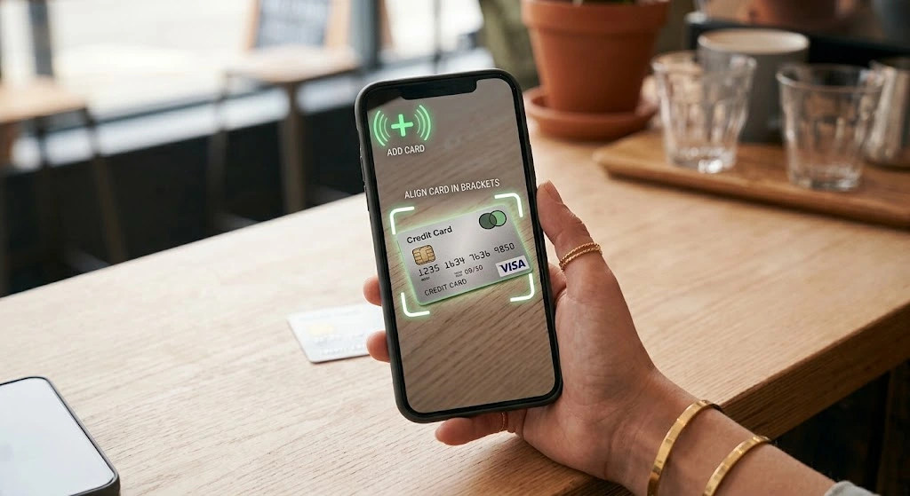 How to Use Apple Pay on iPhone (Stores, Online & Apps)2026 12 Adding a credit card to Wallet on iPhone by scanning it with the camera