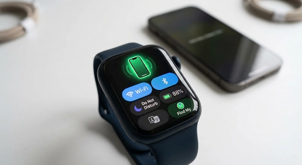 How to Connect Apple Watch to iPhone (Step-by-Step 2026) 15 Apple Watch Control Center with a green icon showing it is connected to iPhone