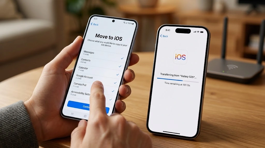 Data transfer process from Android to iPhone using Move to iOS app