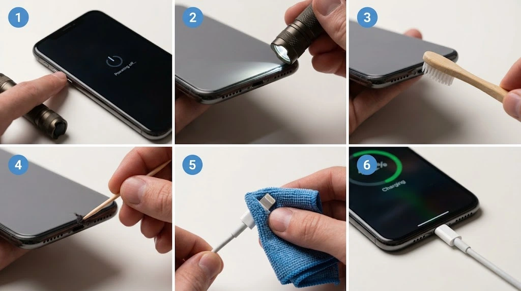how to clean iPhone charging port in 6 steps