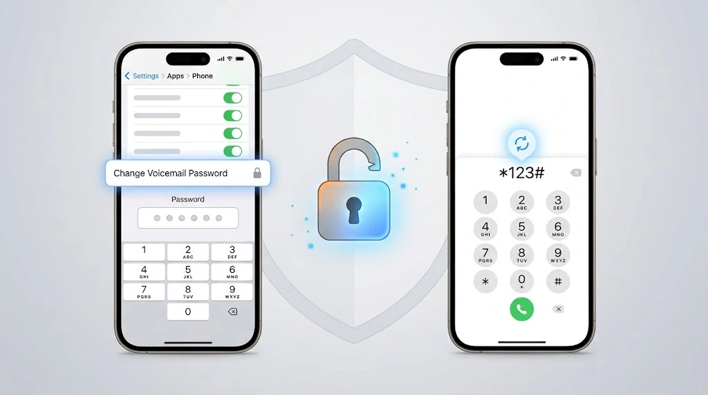 How to Set Up Voicemail on iPhone (iOS 26): 5 Easy Steps 11 How to change or reset your voicemail password on iPhone — Settings Change Voicemail Password screen and carrier reset code on iOS 26