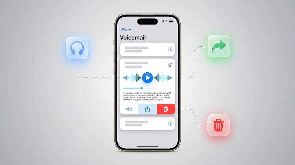 How to Set Up Voicemail on iPhone (iOS 26): 5 Easy Steps 12 How to listen to, share, and delete voicemails on iPhone — Play, Share, and Delete buttons in the iOS 26 Voicemail tab