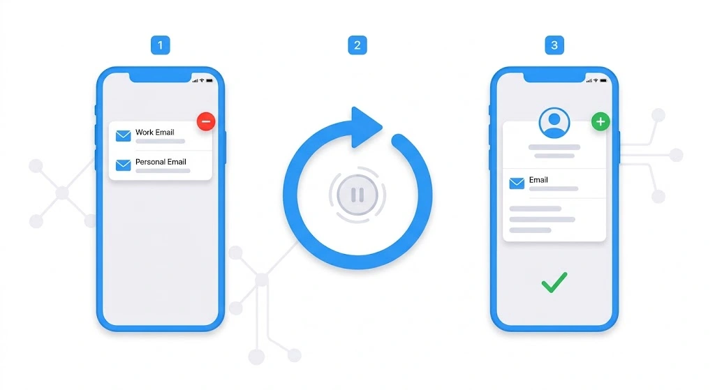 Steps to delete and re-add an email account on iPhone Mail